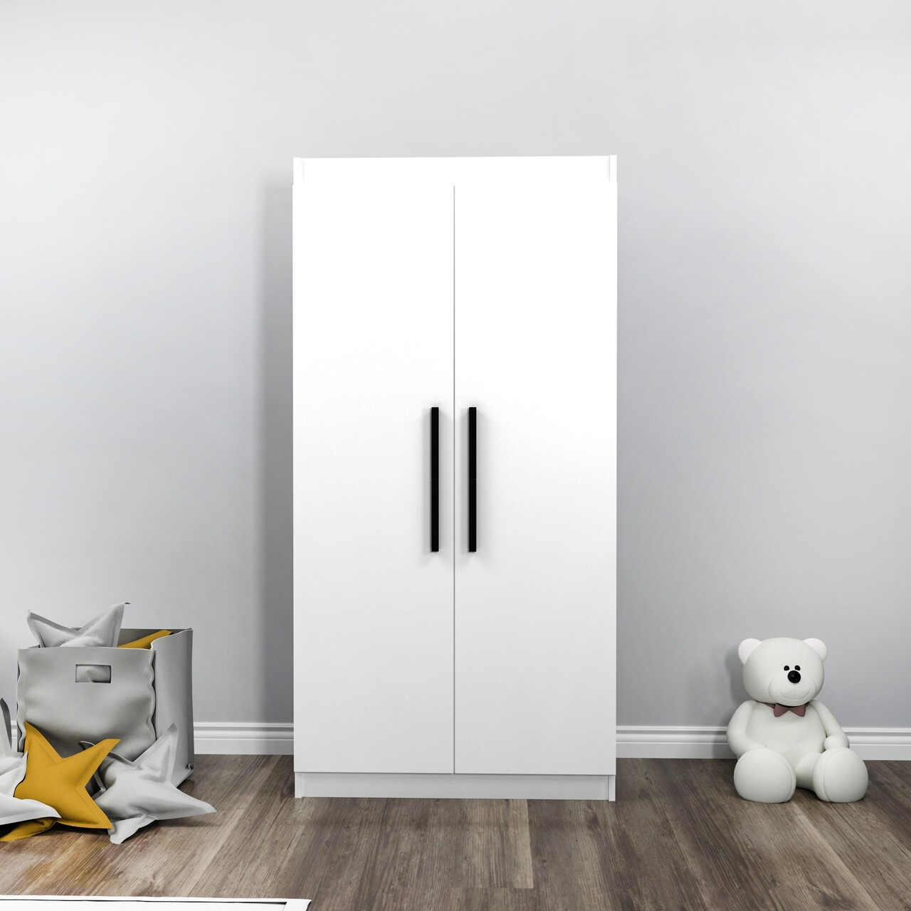 Dulap pentru haine, Hanah Home, Akser, 90x180x45 cm, Alb - imagine 7